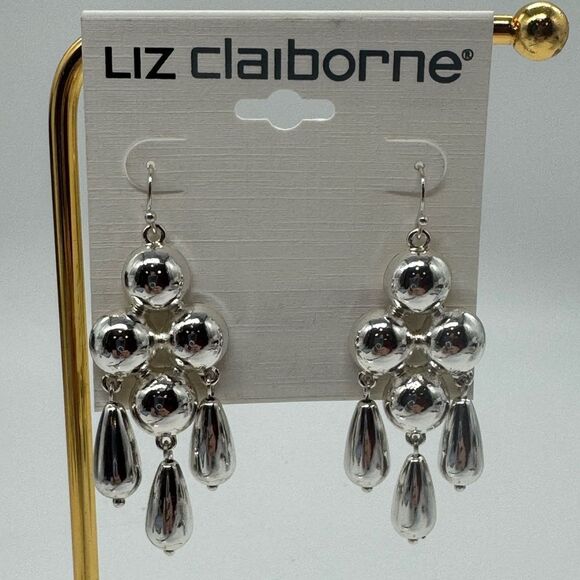 Liz Claiborne Silver Dangling Earrings - Picture 2 of 7